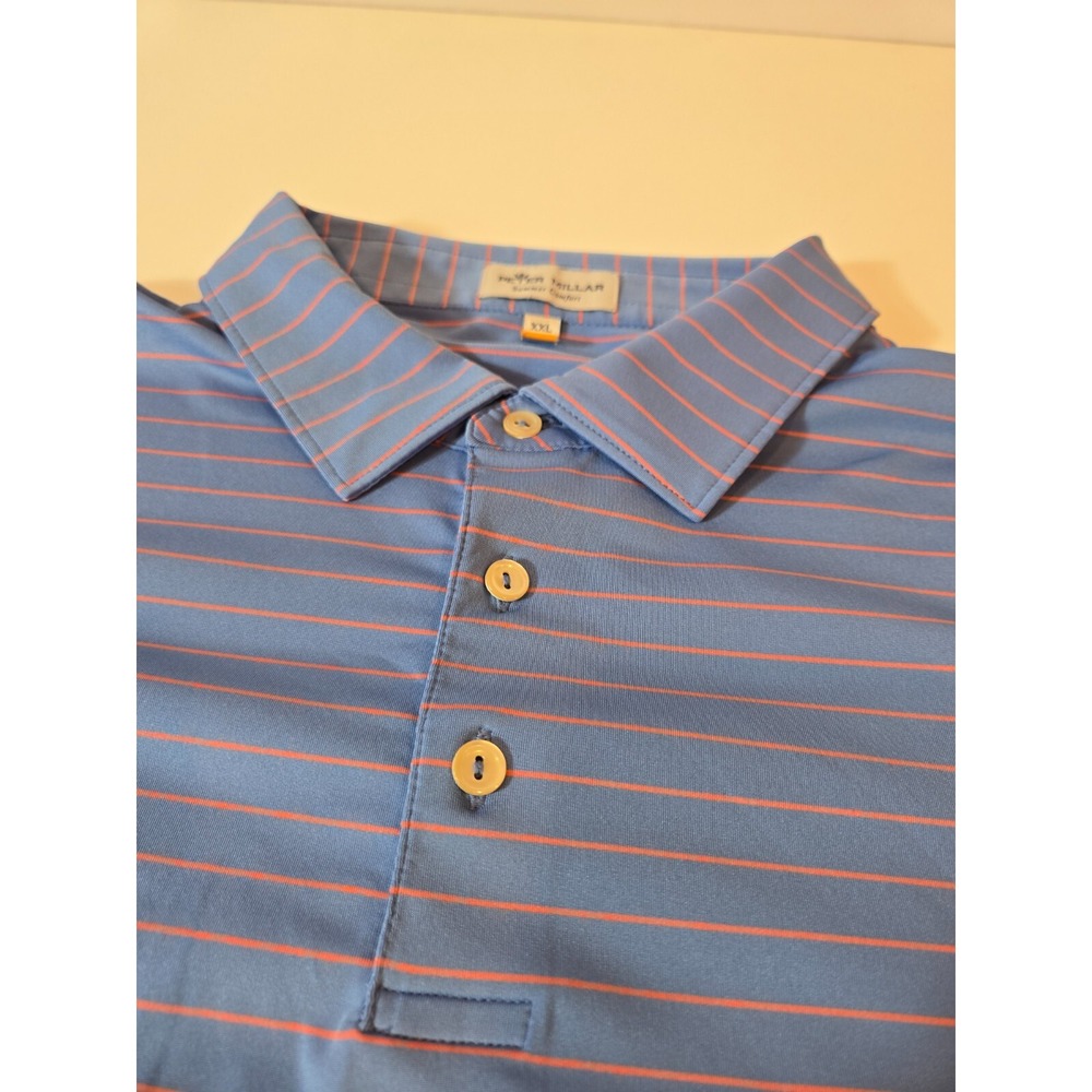 Peter Millar Summer Comfort Polo Shirt Men's 2XL Blue Stripe Golf Halifax